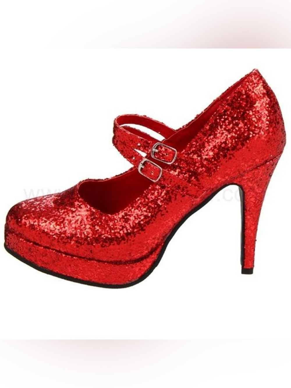 Ellie Shoes Size 8 421 Jane G Red Glitter Mary Jane Platform Heels Pin Up New